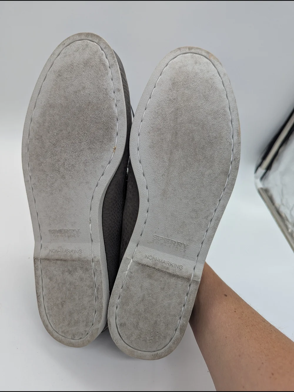 Sperry Gold Cup Boat Shoes Gray Soft Leather Mens Size 12 Preppy Vacation Resort